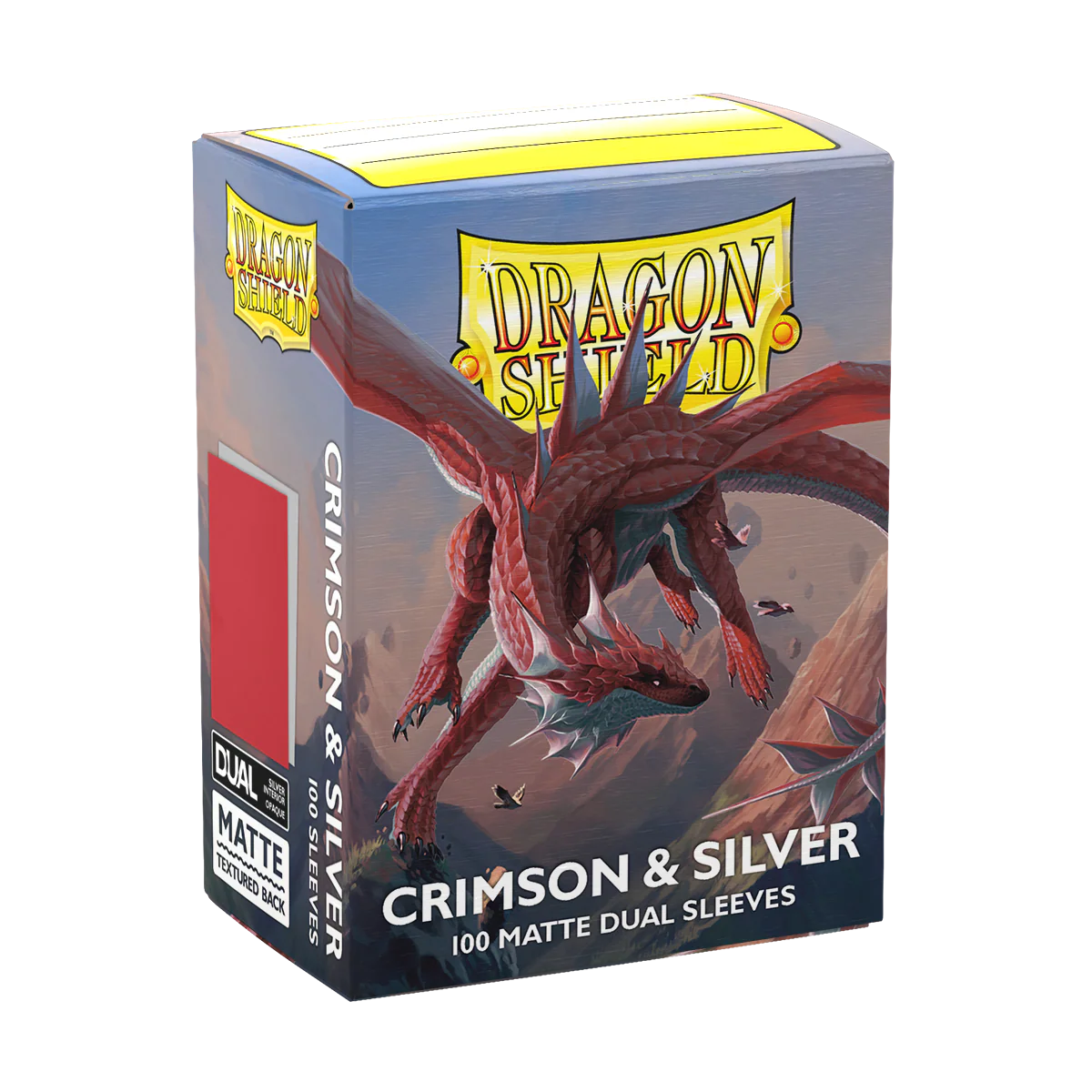 Dragon Shield: Standard 100ct Sleeves - Crimson & Silver (Dual Matte) - Image 4