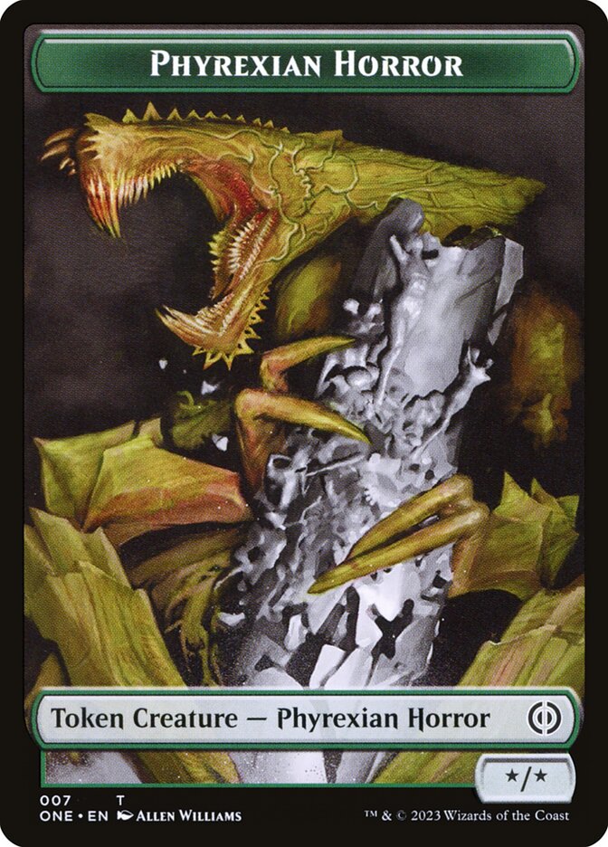 Phyrexian Goblin // Phyrexian Horror Double-Sided Token [Phyrexia: All Will Be One Tokens] - Image 2