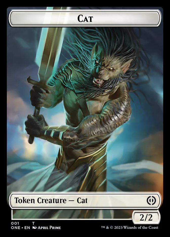 Rebel // Cat Double-Sided Token [Phyrexia: All Will Be One Tokens] - Image 4